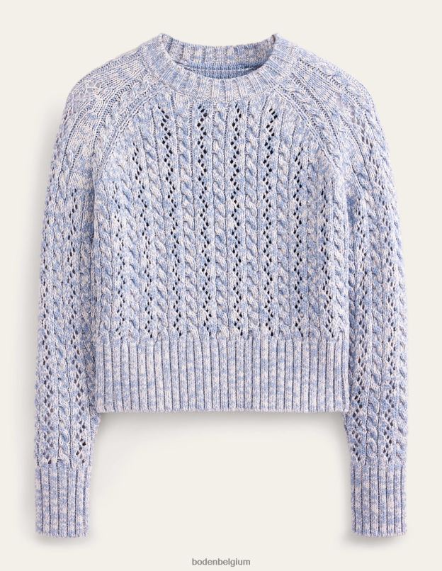 femmes Boden bleu blizzard et ivoire chiné cavalier de câble chiné vêtements Z42D01666