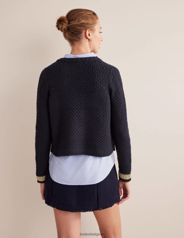 femmes Boden bleu marine et or cardigan en laine épaisse texturée vêtements Z42D01679