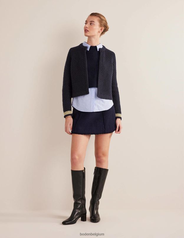 femmes Boden bleu marine et or cardigan en laine épaisse texturée vêtements Z42D01679