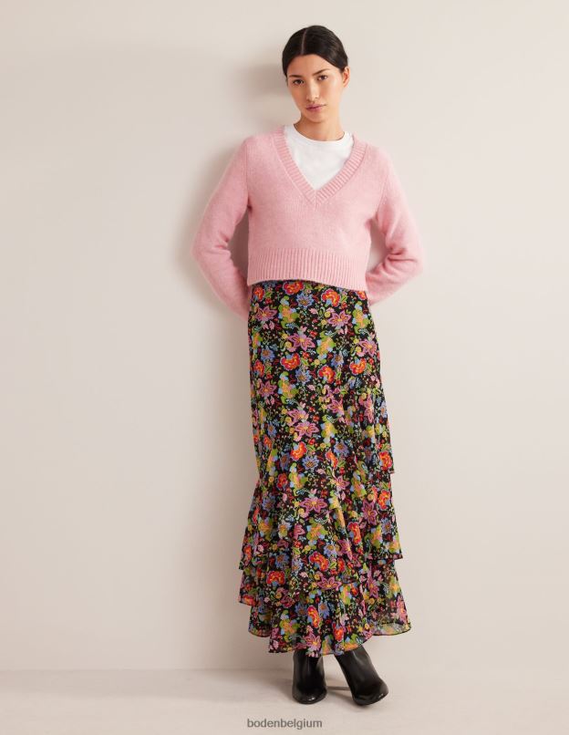 femmes Boden camée rose pull court duveteux à col V vêtements Z42D01743