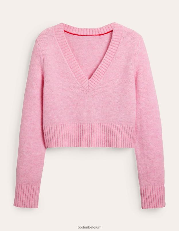 femmes Boden camée rose pull court duveteux à col V vêtements Z42D01743