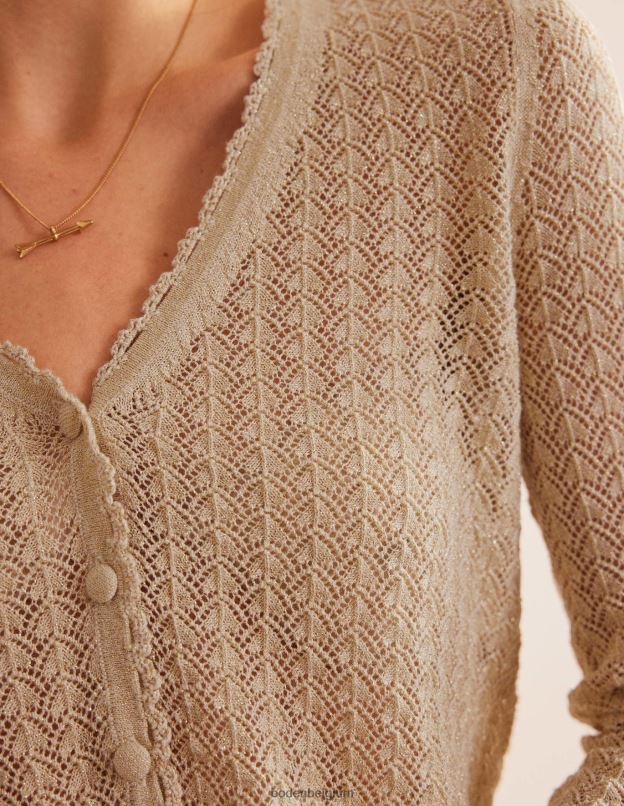 femmes Boden éclat d'or cardigan court en pointelle vêtements Z42D01664