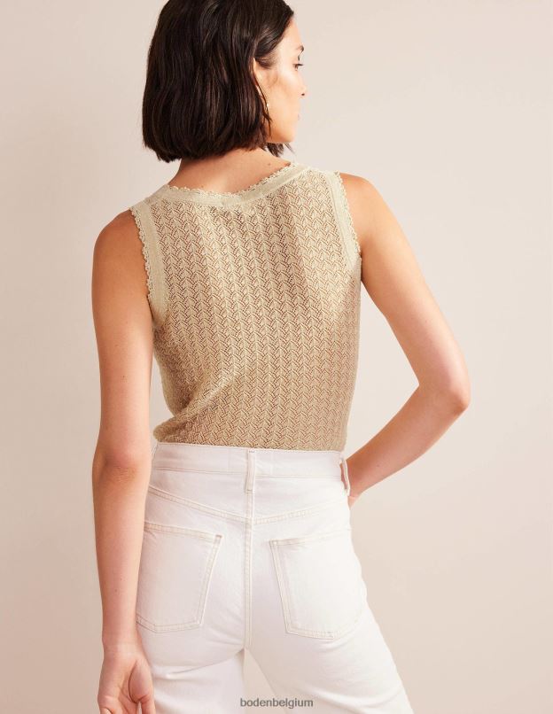 femmes Boden éclat d'or débardeur en maille pointelle vêtements Z42D01896
