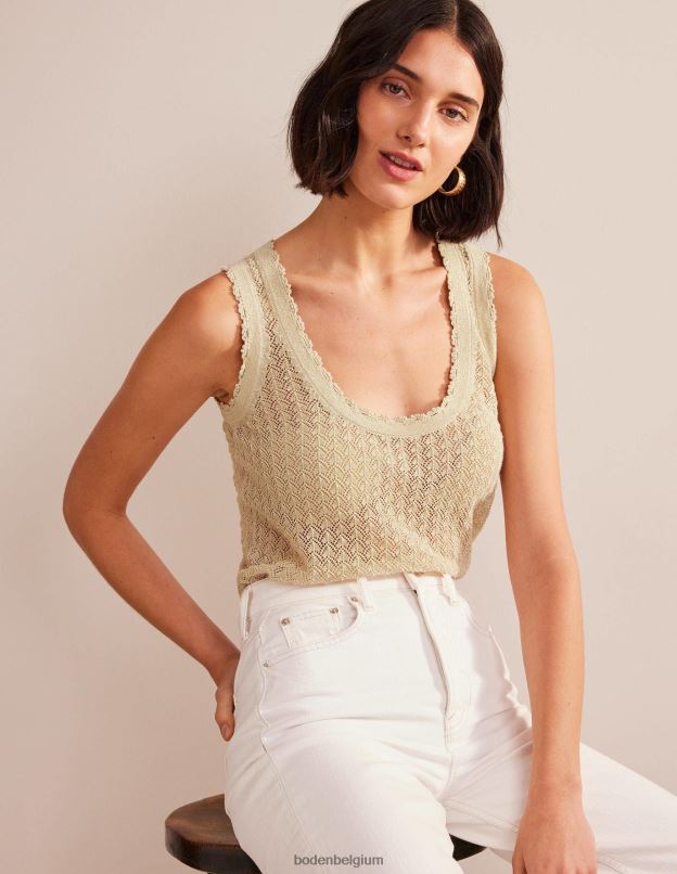 femmes Boden éclat d'or débardeur en maille pointelle vêtements Z42D01896