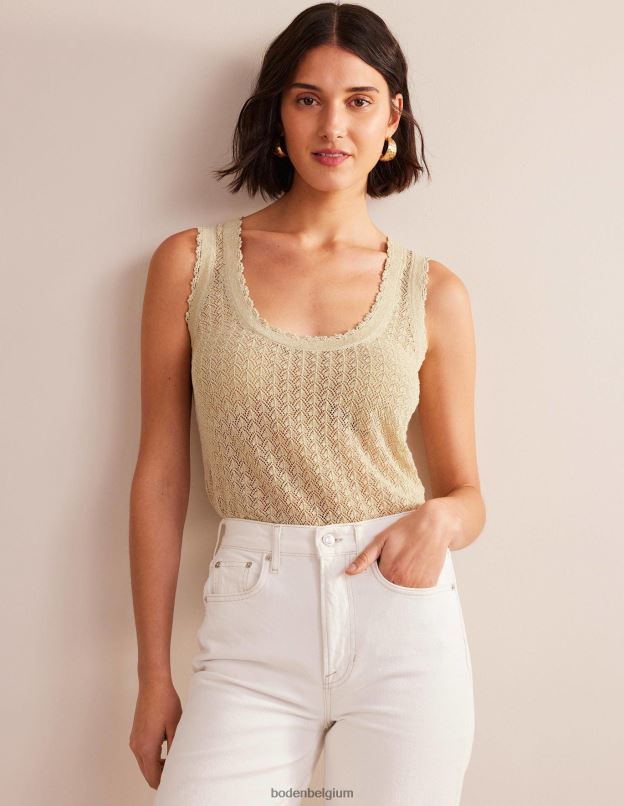 femmes Boden éclat d'or débardeur en maille pointelle vêtements Z42D01896