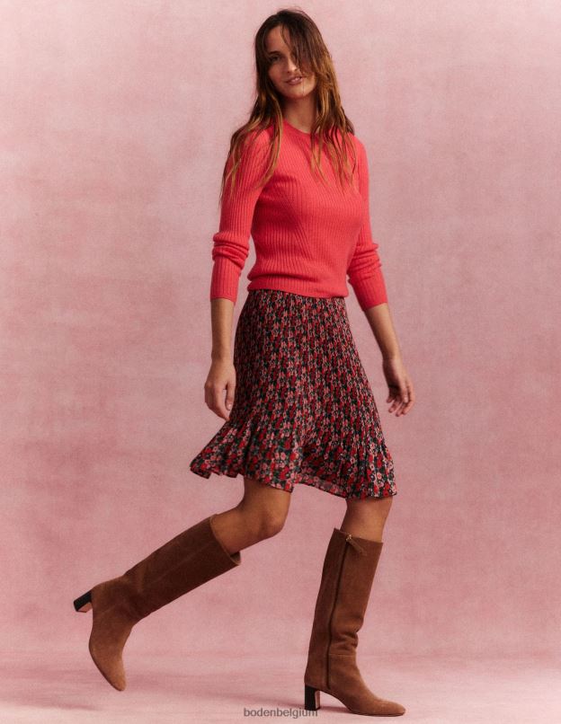 femmes Boden corail pull côtelé en mérinos vêtements Z42D02088