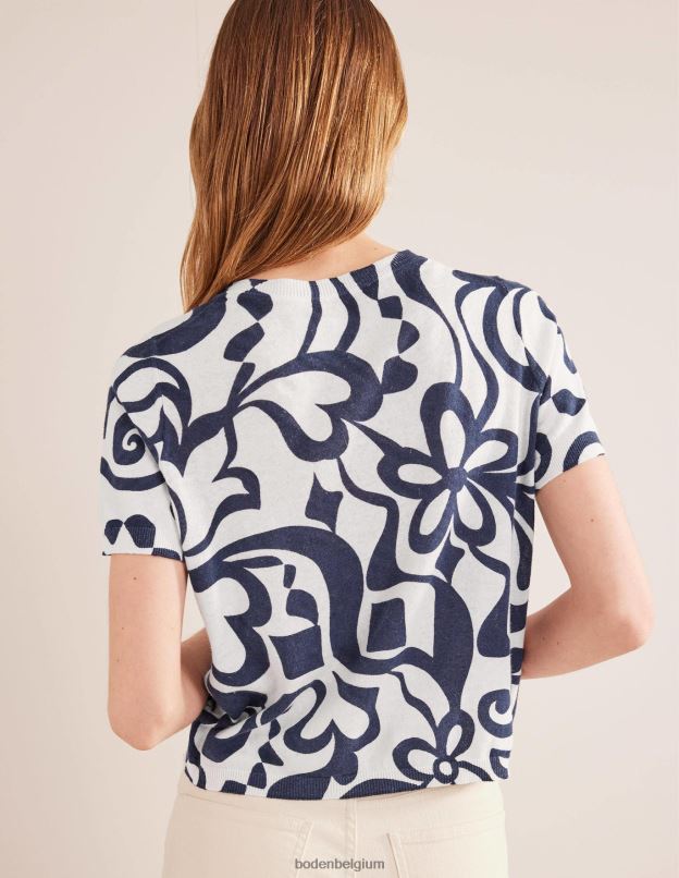 femmes Boden encrier & fleur d'ivoire azur cardigan de plage imprimé vêtements Z42D01284