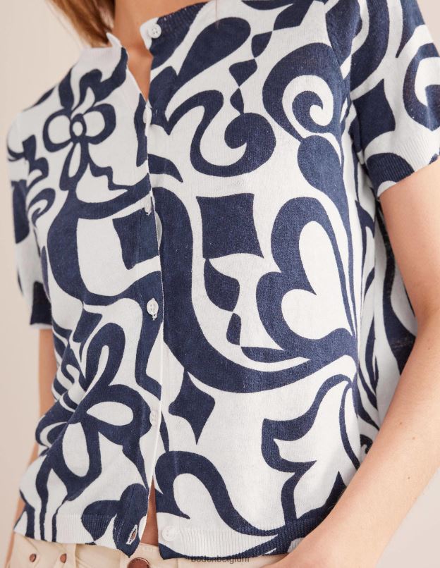femmes Boden encrier & fleur d'ivoire azur cardigan de plage imprimé vêtements Z42D01284