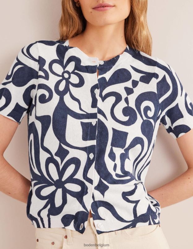 femmes Boden encrier & fleur d'ivoire azur cardigan de plage imprimé vêtements Z42D01284