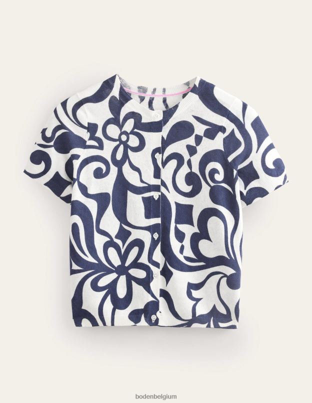 femmes Boden encrier & fleur d'ivoire azur cardigan de plage imprimé vêtements Z42D01284