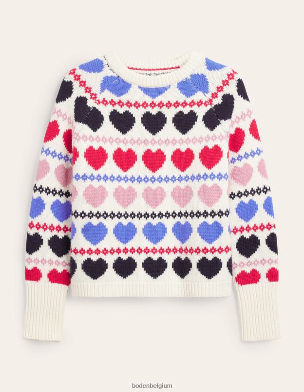 femmes Boden fairisle coeur ivoire pull épais en jacquard vêtements Z42D02037