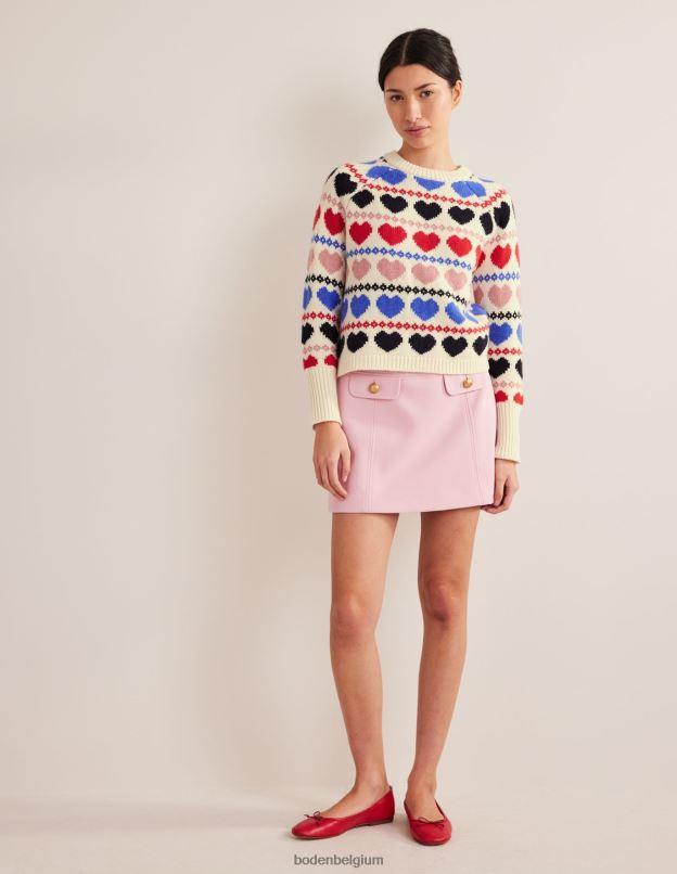 femmes Boden fairisle coeur ivoire pull épais en jacquard vêtements Z42D02037