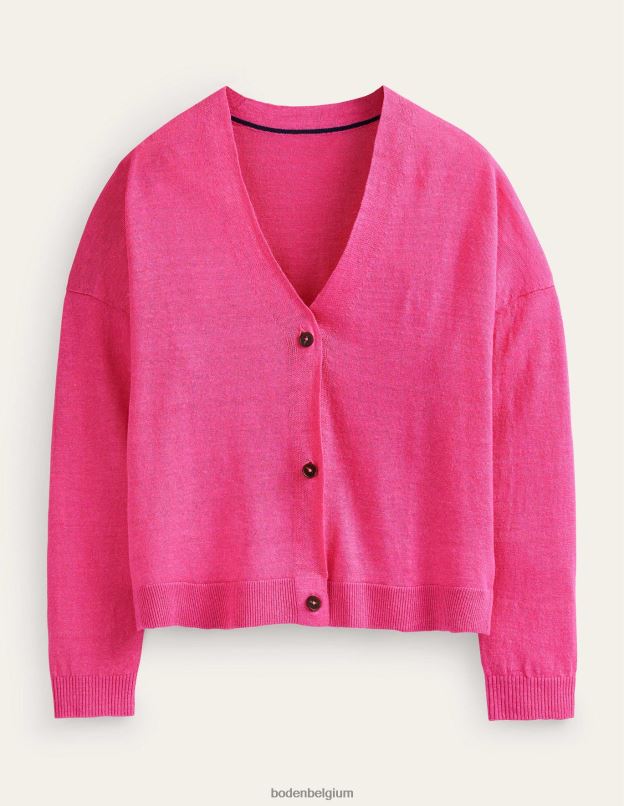 femmes Boden festival rose cardigan en lin à col en V vêtements Z42D02004