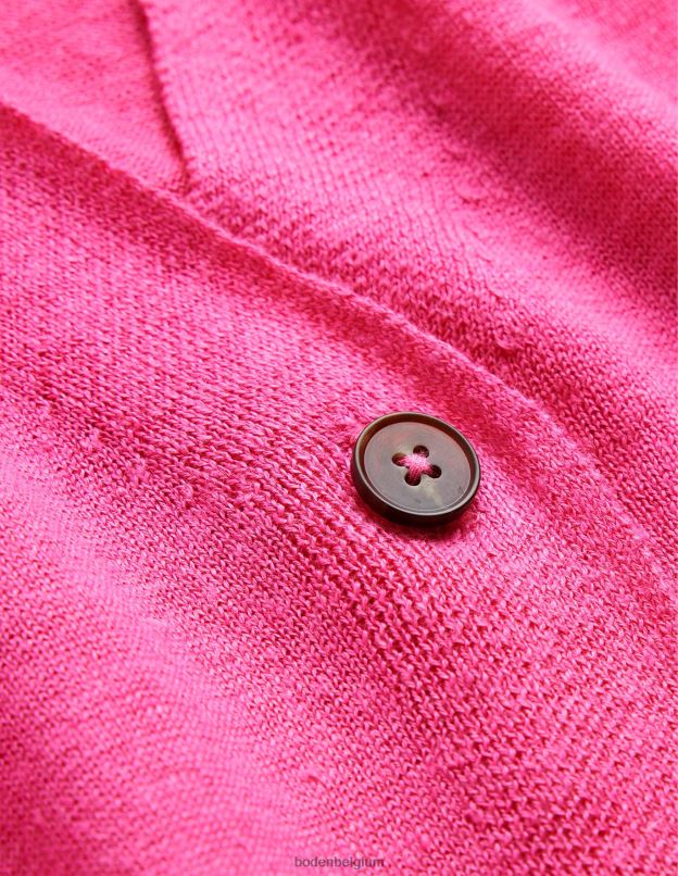 femmes Boden festival rose cardigan en lin à col en V vêtements Z42D02004
