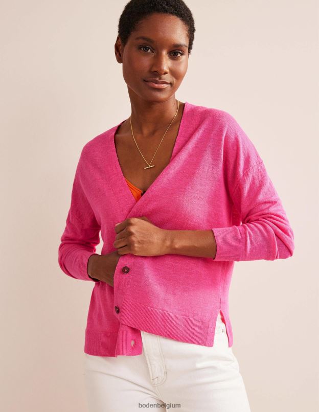 femmes Boden festival rose cardigan en lin à col en V vêtements Z42D02004