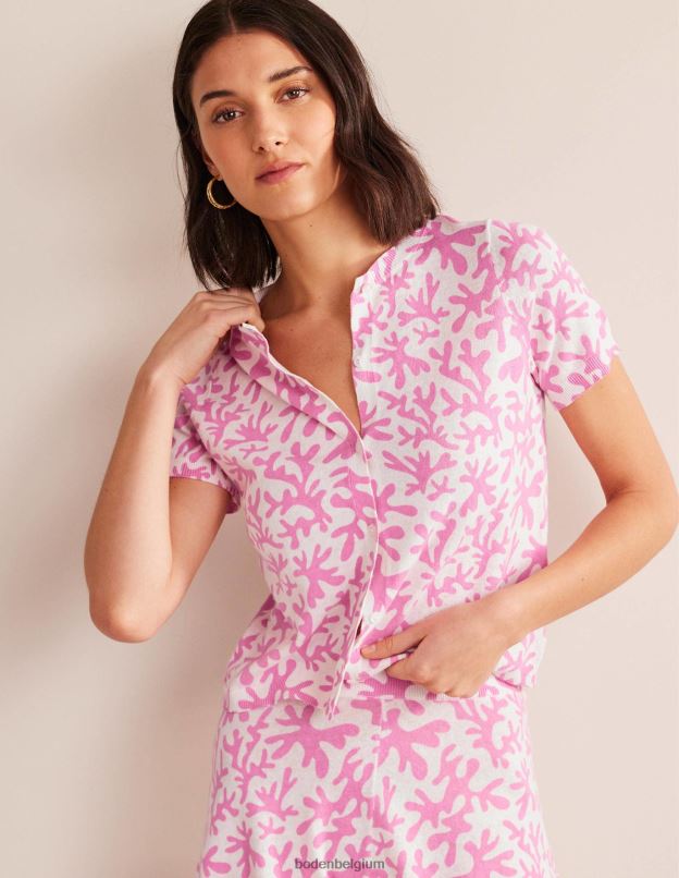 femmes Boden fleur de prunier et feuillage abstrait cardigan de plage imprimé vêtements Z42D01505