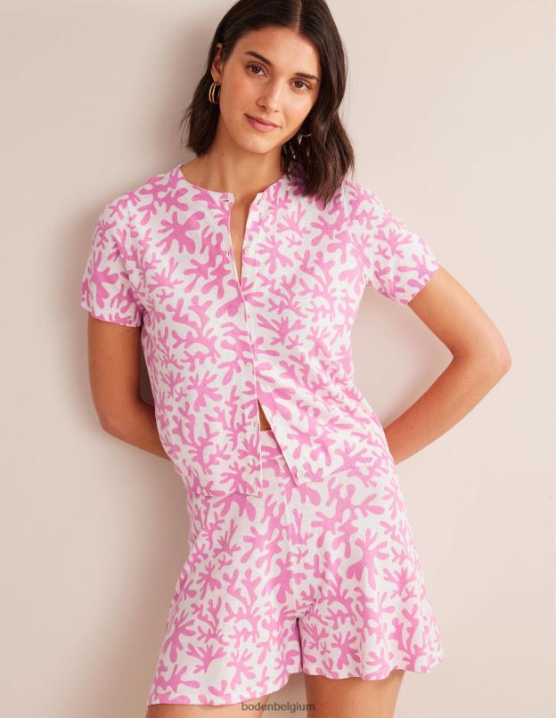 femmes Boden fleur de prunier et feuillage abstrait cardigan de plage imprimé vêtements Z42D01505