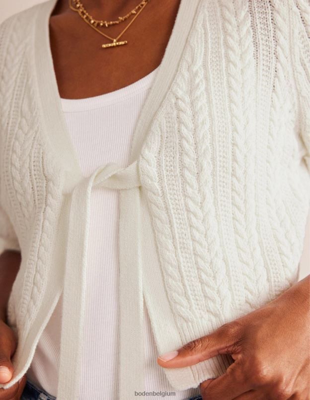 femmes Boden ivoire chaud cardigan court à détails de nœuds vêtements Z42D0627