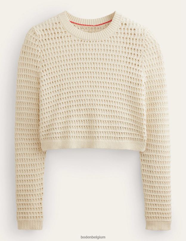 femmes Boden ivoire chaud pull court en crochet vêtements Z42D01166