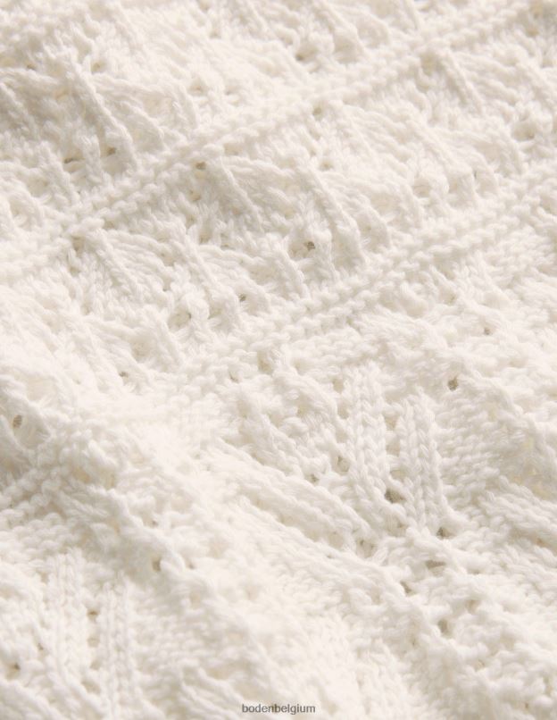 femmes Boden ivoire chaud pull en coton pointelle vêtements Z42D02131