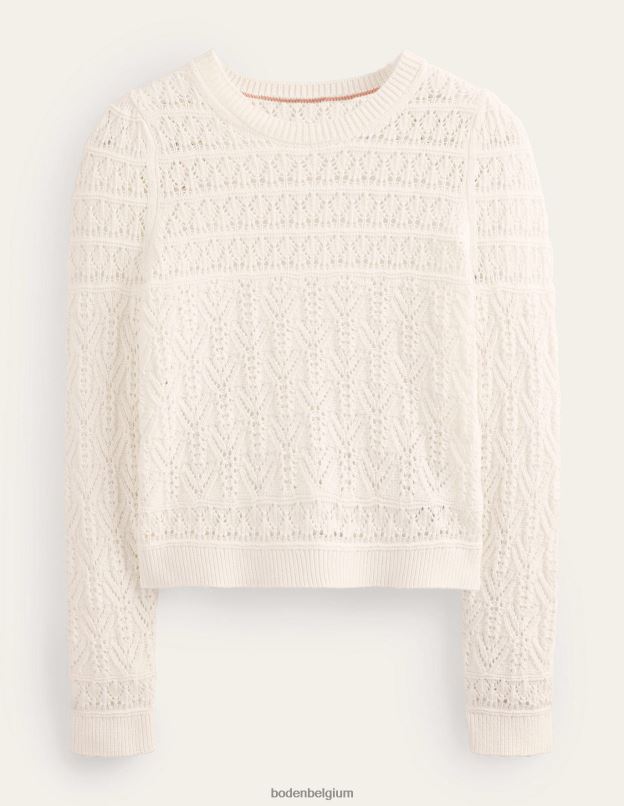 femmes Boden ivoire chaud pull en coton pointelle vêtements Z42D02131