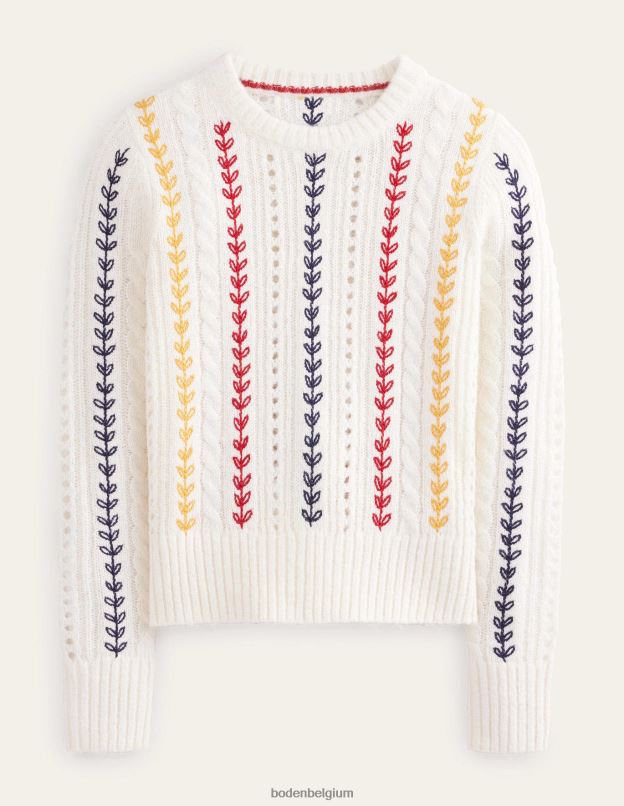 femmes Boden ivoire chaud pull pelucheux à broderies torsadées vêtements Z42D02084