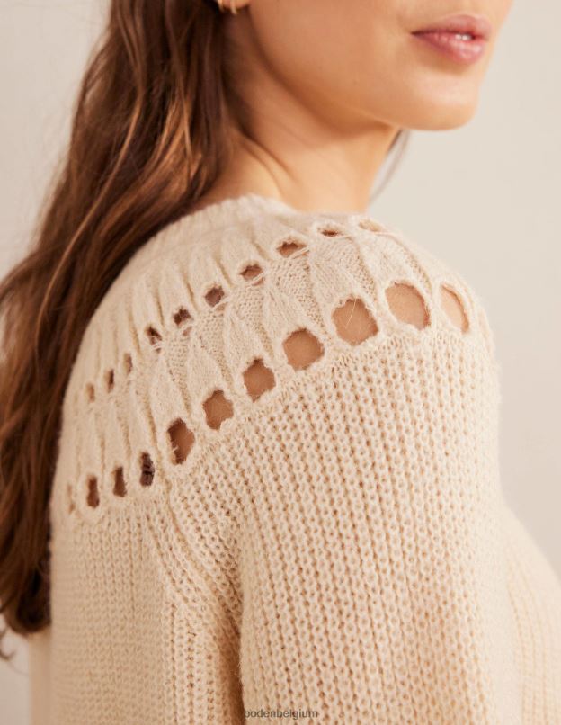 femmes Boden ivoire chiné pull duveteux à volants vêtements Z42D02113