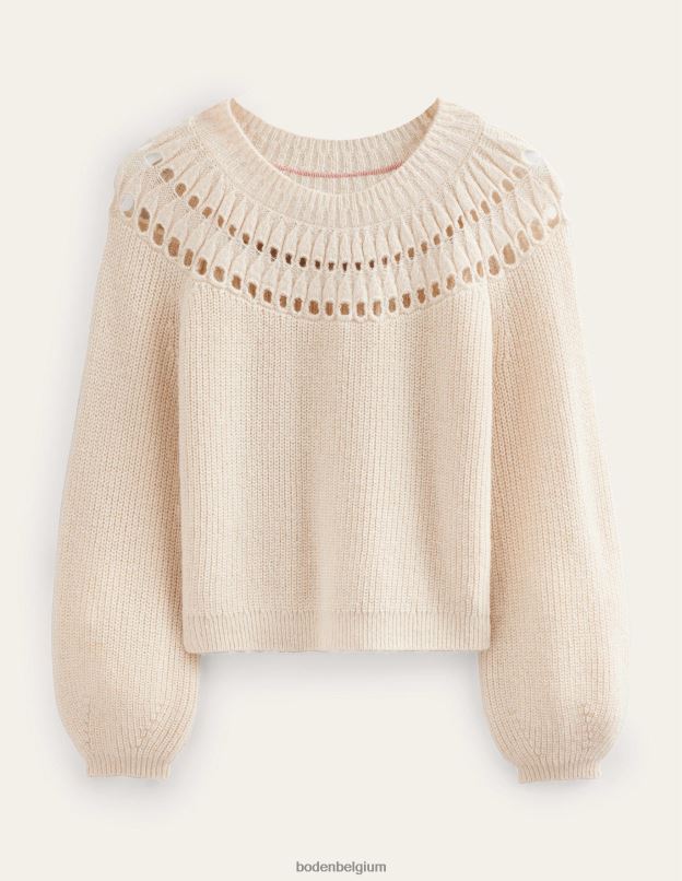 femmes Boden ivoire chiné pull duveteux à volants vêtements Z42D02113