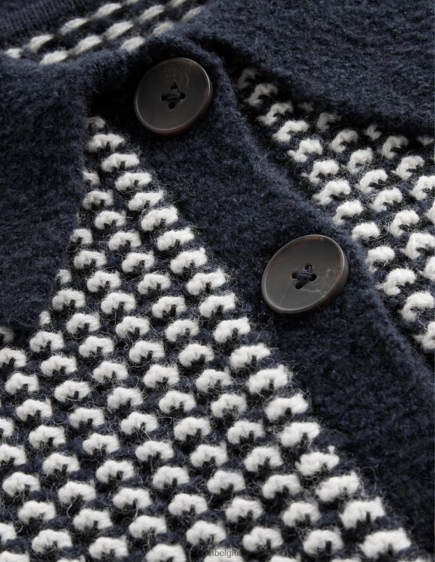 femmes Boden jacquard géo bleu marine cardigan court à manches courtes vêtements Z42D01508