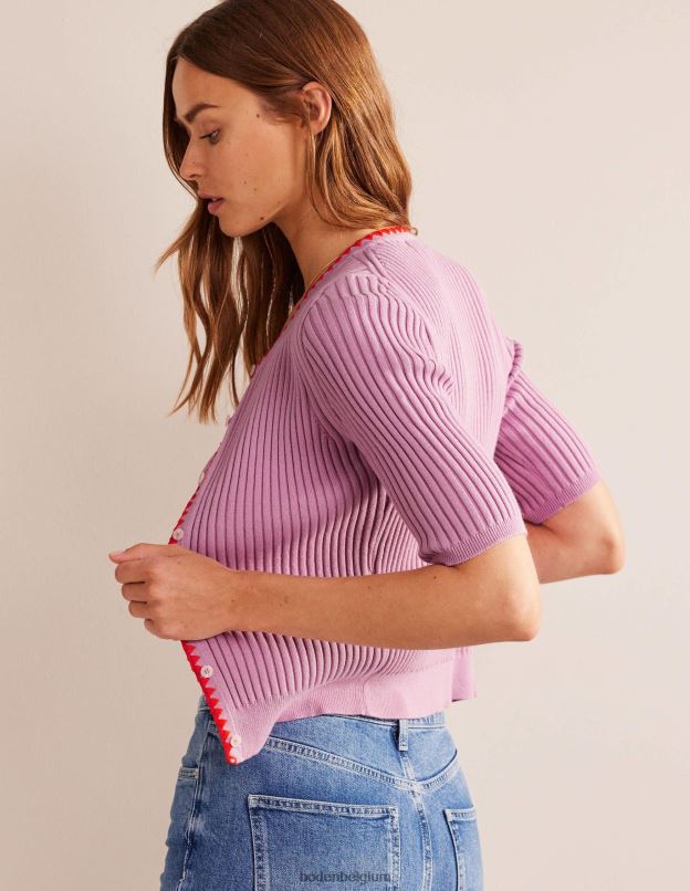 femmes Boden lavande douce cardigan côtelé à finitions en crochet vêtements Z42D0619