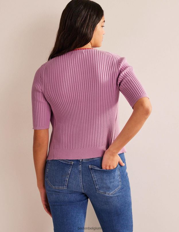 femmes Boden lavande douce cardigan côtelé à finitions en crochet vêtements Z42D0619