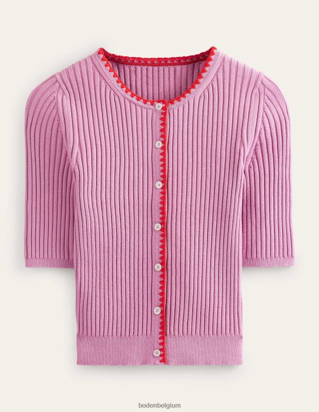 femmes Boden lavande douce cardigan côtelé à finitions en crochet vêtements Z42D0619