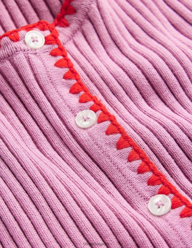 femmes Boden lavande douce cardigan côtelé à finitions en crochet vêtements Z42D0619