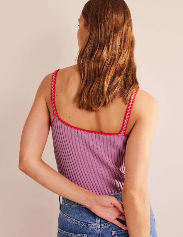 femmes Boden lavande douce gilet court en maille à finitions en crochet vêtements Z42D0629