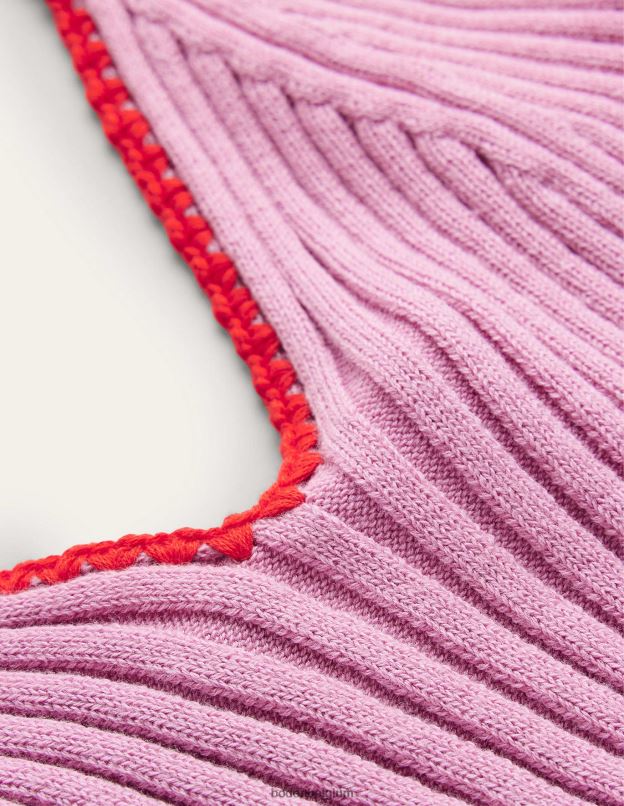 femmes Boden lavande douce gilet court en maille à finitions en crochet vêtements Z42D0629