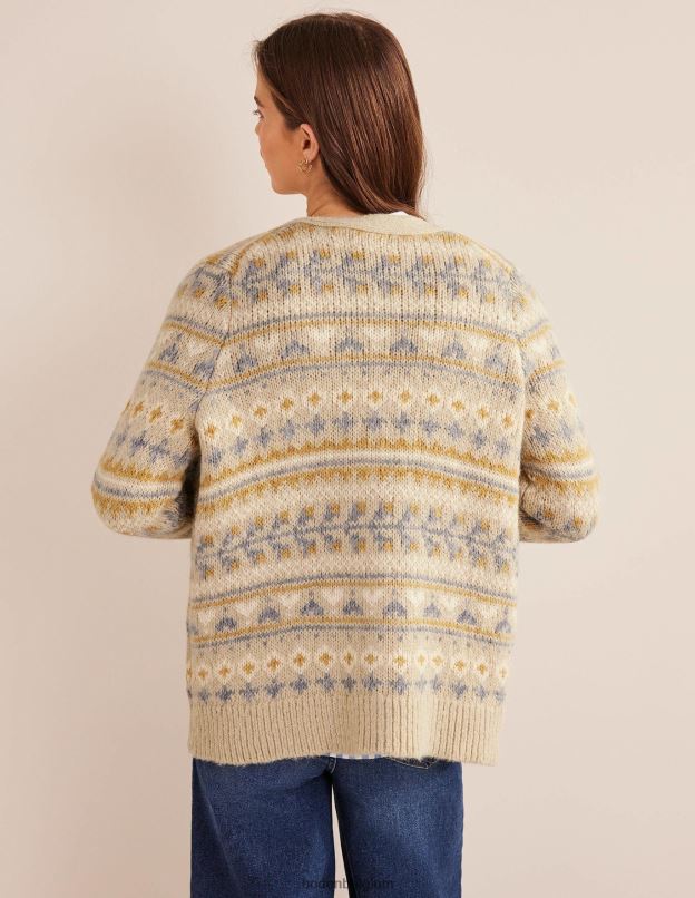 femmes Boden mélange de flocons d'avoine fairisle cardigan moelleux en jacquard vêtements Z42D01611