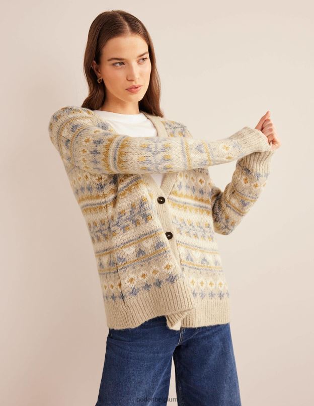 femmes Boden mélange de flocons d'avoine fairisle cardigan moelleux en jacquard vêtements Z42D01611