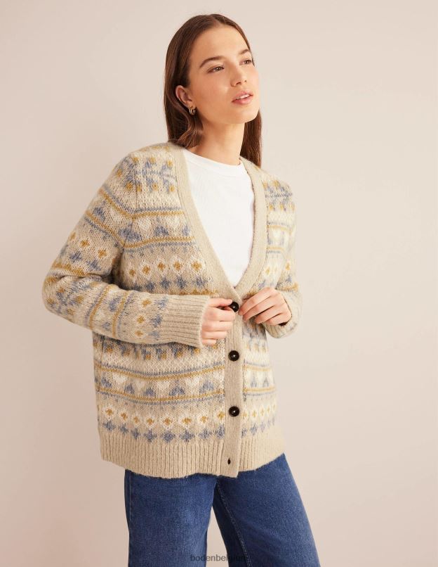 femmes Boden mélange de flocons d'avoine fairisle cardigan moelleux en jacquard vêtements Z42D01611