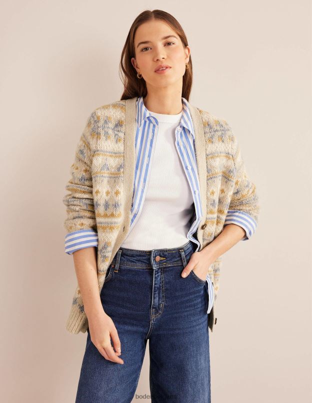 femmes Boden mélange de flocons d'avoine fairisle cardigan moelleux en jacquard vêtements Z42D01611