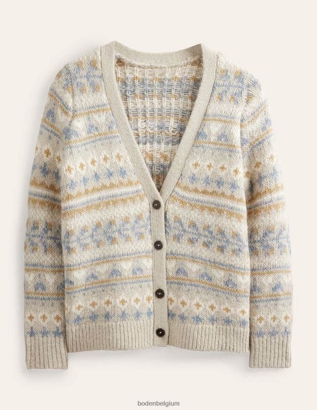 femmes Boden mélange de flocons d'avoine fairisle cardigan moelleux en jacquard vêtements Z42D01611