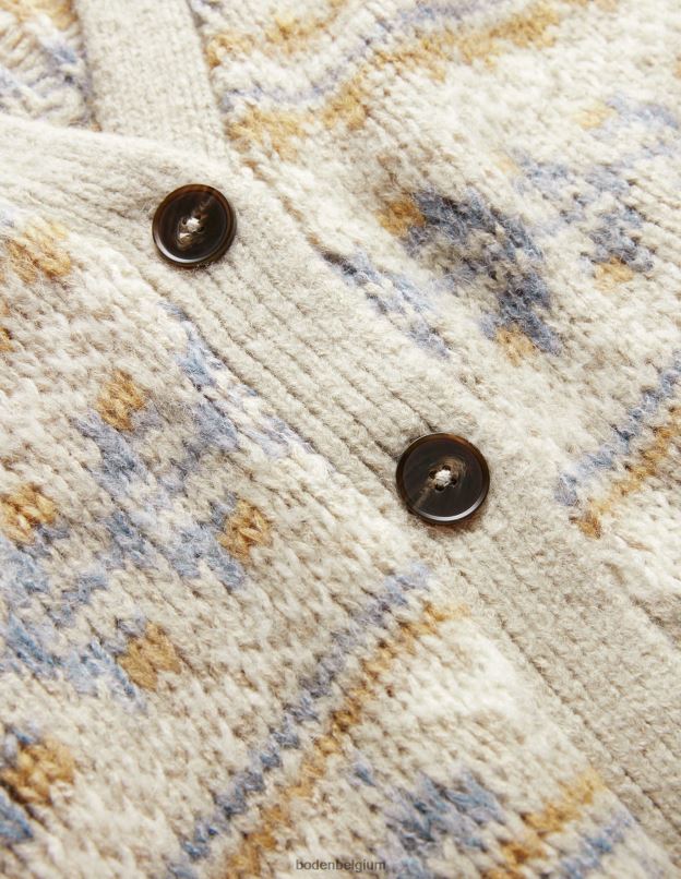 femmes Boden mélange de flocons d'avoine fairisle cardigan moelleux en jacquard vêtements Z42D01611