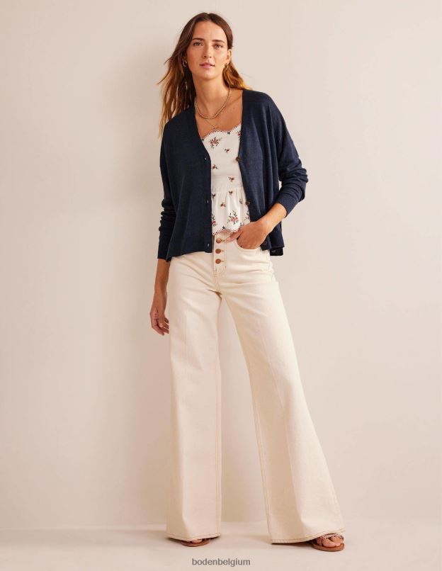 femmes Boden marine cardigan en lin à col en V vêtements Z42D01822