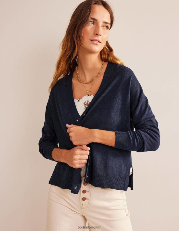 femmes Boden marine cardigan en lin à col en V vêtements Z42D01822