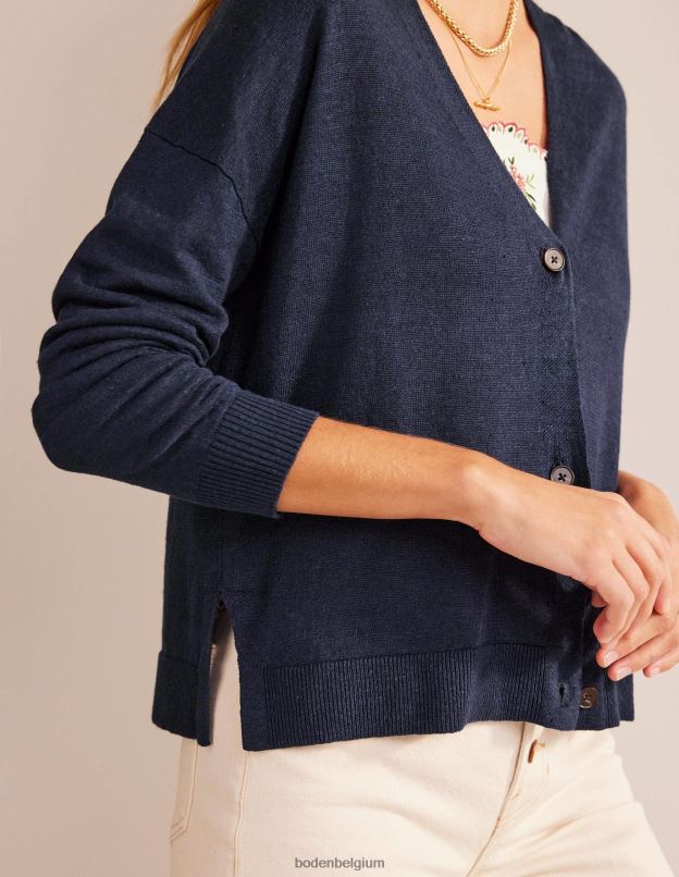 femmes Boden marine cardigan en lin à col en V vêtements Z42D01822