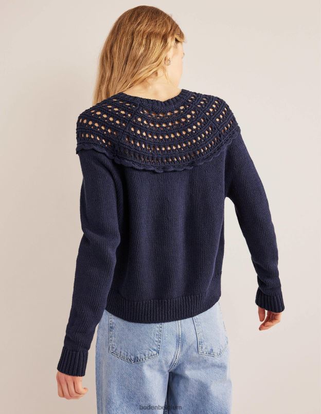 femmes Boden marine pull à empiècement au crochet vêtements Z42D01123