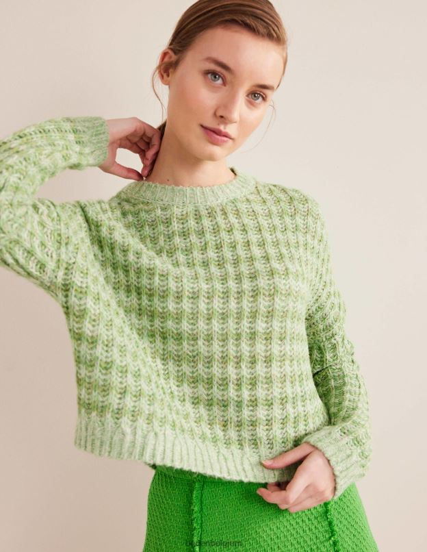 femmes Boden marne verte pull duveteux à larges côtes vêtements Z42D02072