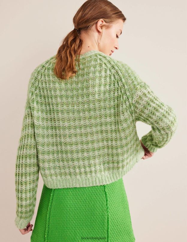 femmes Boden marne verte pull duveteux à larges côtes vêtements Z42D02072