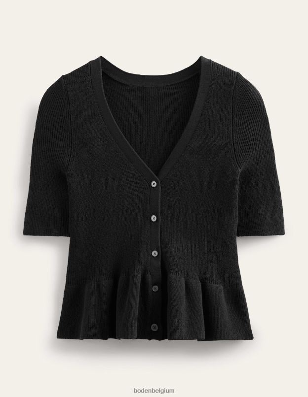 femmes Boden noir cardigan côtelé à basque vêtements Z42D0951