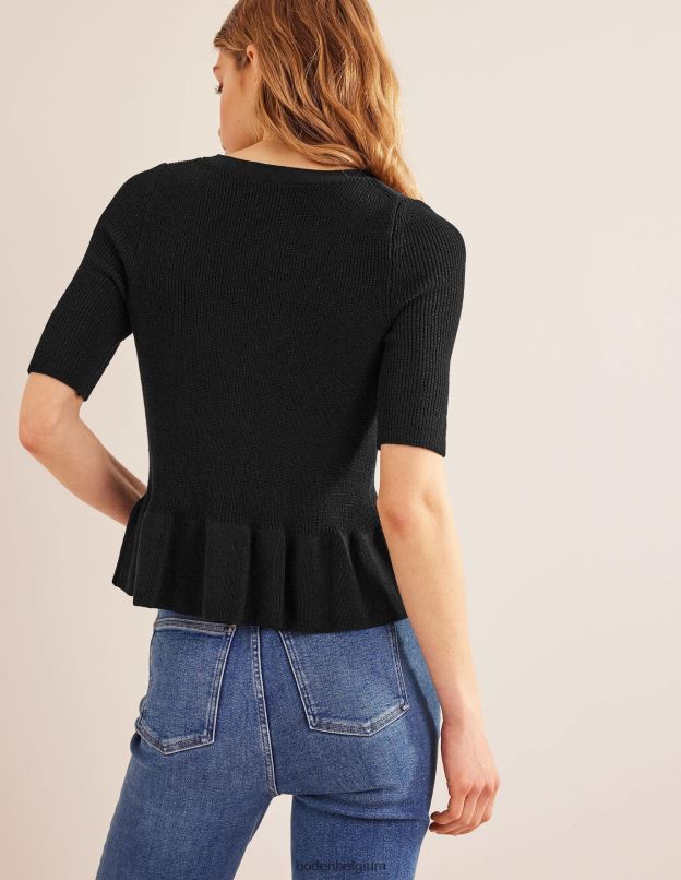 femmes Boden noir cardigan côtelé à basque vêtements Z42D0951