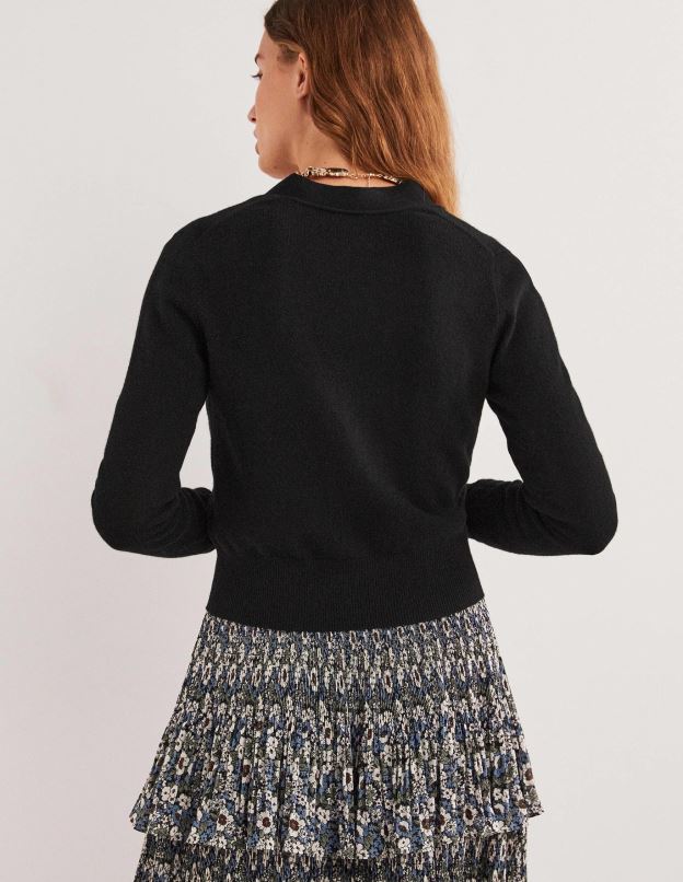 femmes Boden noir cardigan court en V en cachemire vêtements Z42D02466